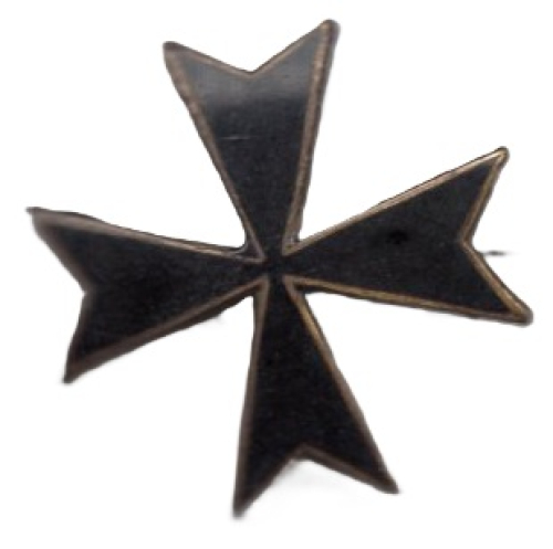 Freikorps Deutschritterkreuz 1. Klasse Miniatur 22mm versilbert und schwarz emailliert