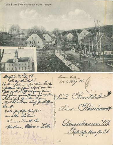 Friedebach bei Sayda im Erzgebirge o 2.8.1918