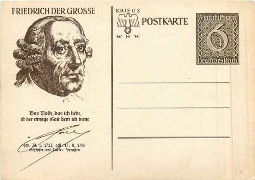 Kriegs-WHW (Winter Relief Organization) postal stationery Friedrich der Grosse