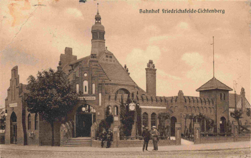 Friedrichsfelde-Lichtenberg Berlin railway station, vintage postcard, c. 1915
