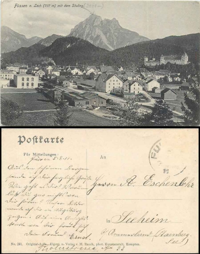 87629 Füssen am Lech Bahnhof o 5.8.1911