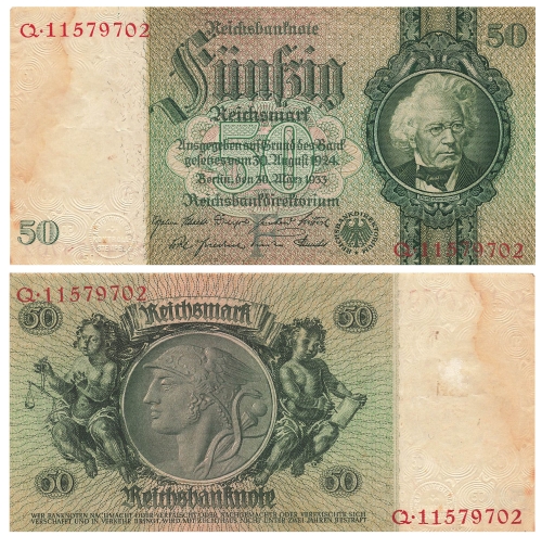 Fünfzig Reichsmark 30. März 1933 RO175b DEU-210b Rosenberg 175b DEU 210b