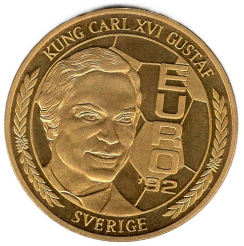 Fussball Europameisterschaft 1992 Schweden Medaille Kung Carl XVI Gustaf