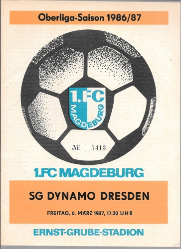 1.FC Magdeburg - SG Dynamo Dresden football DDR-Oberliga program 6.3.1987