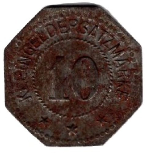 G. & A. TH. Small change replacement stamp 10 Pfennig circa 1920