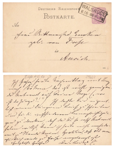 Walsrode box stamp on postal stationery 5 Pfennig o June 6, 1886 to Aurich