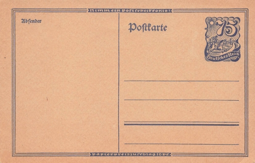 75 Pfennig Postreiter postal stationery P147 German Empire *
