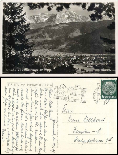 82467 Garmisch against Dreitorspitzgruppe Pictures of German Heimat 714 o 15.7.1939