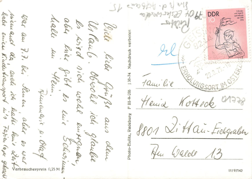 01778 Geising Erzgebirge Betriebsferienheim Erich Weinert Wohnungsbaukombinat Cottbus o 1975