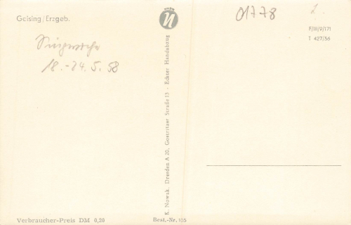 01778 Geising Erzgebirge * 1958