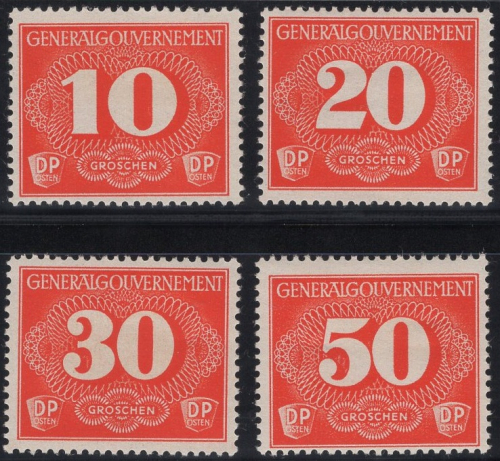Generalgouvernement Michel 1-4 ** Zustellungsmarken