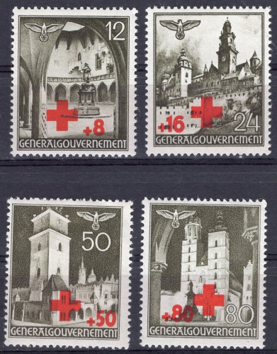 Generalgouvernement Michel 52-55 ** postfrisch Freimarken Rotes Kreuz