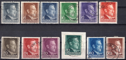 Generalgouvernement Michel 71-82 o gestempelt Adolf Hitler