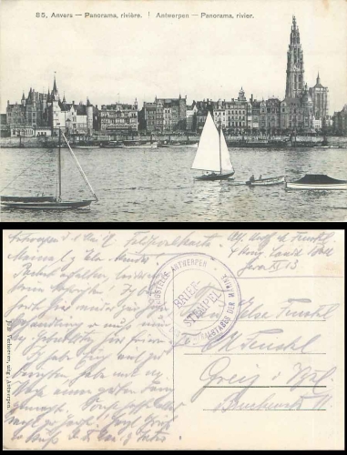 1. Marine-Division 2. Bat 1. Martr.Art. Reg. 13. Kompanie Feldpost 20.5.1918Generalstab der Marine Zweigstelle Antwerpen Feldpost 1914