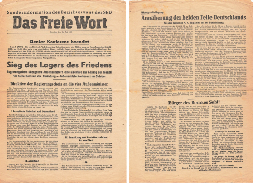 Geneva Conference 1955 Special Edition Das Freie Wort SED Newspaper