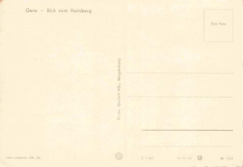Gera Thüringen vom Hainberg * 1960