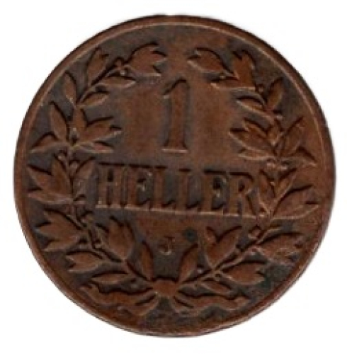German East Africa 1 Heller 1908 J