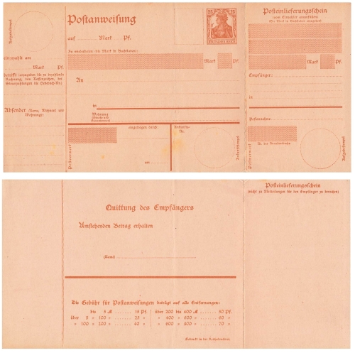 Germania 25 Pfennig postal order *