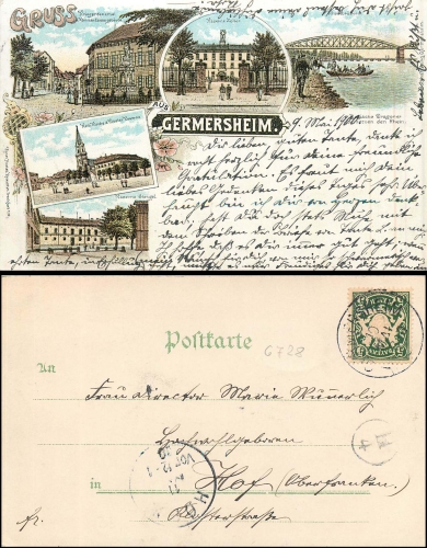 Germersheim Litho postman stamp o 9.5.1900