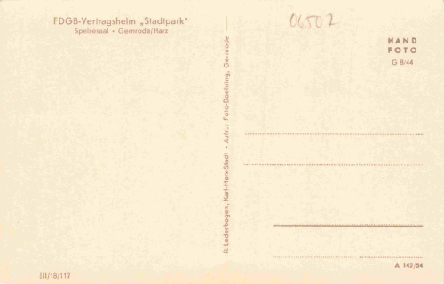 06485 Gernrode Harz FDGB Vertragsheim Stadtpark * 1954