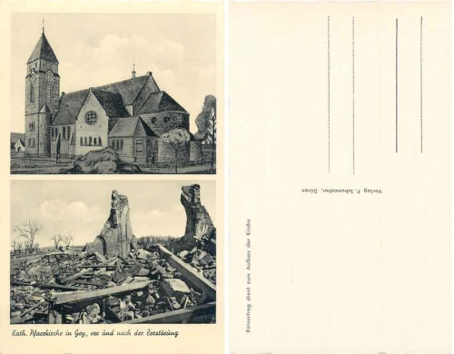 52393 Gey Huertgenwald Church before and after the destruction * around 1940