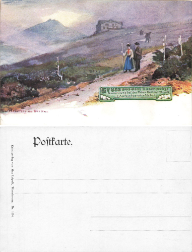 Giant Mountains Prince Heinrich Baude artist card Paul Neumann *around 1900