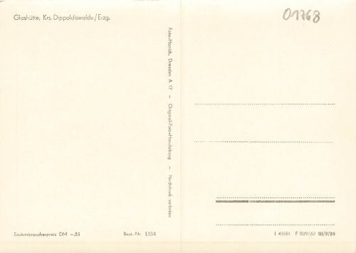 01768 Glashuette Erzgebirge * 1961 Hanich1334