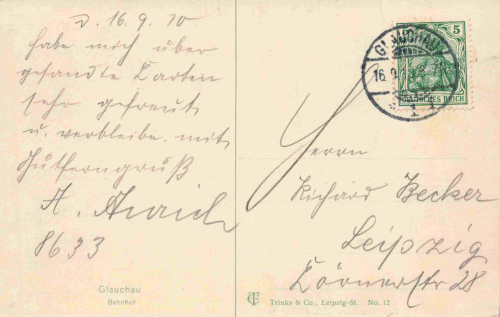 Glauchau Sachsen Bahnhof o 1910