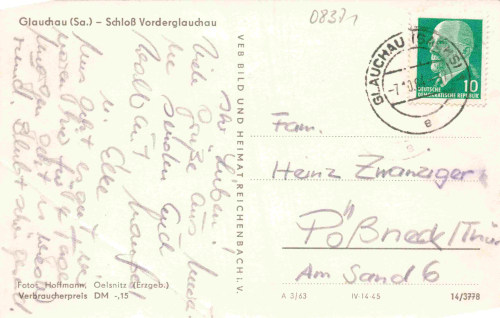 Glauchau Sachsen Schloss o 1964