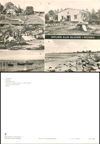 Glowe Island Rugen large map approx. A5 * 1979