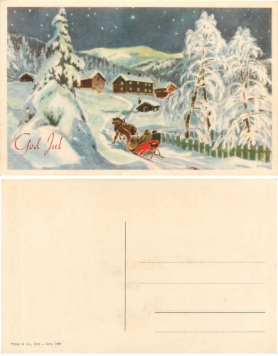 God Jul Neujahr Pferdeschlitten *ca. 1930