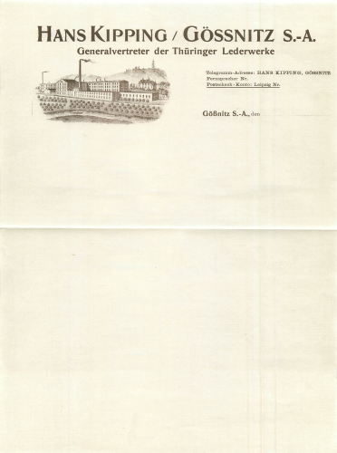 Gossnitz letterhead Thuringian leather factory Hans Kipping around 1930