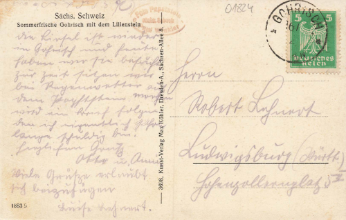 01824 Gohrisch mit Lilienstein Sächsische Schweiz o 1924