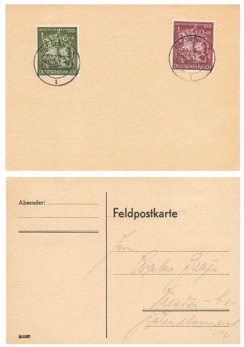 Goldsmith's art Michel 860 861 FDC on postcard o Dresden A3 October 1st, 1943