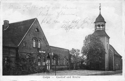 06772 Golpa Gräfenhainichen Gasthof und Kirche o 1929