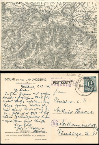 Goslar und Umgebung Landkarte o 15.11.1946