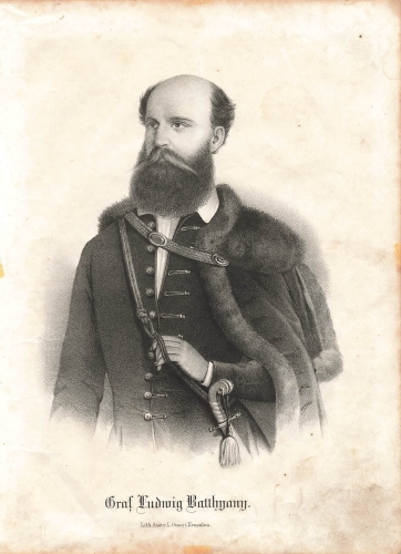 Count Ludwig Batthyany original lithograph Oeser around 1850