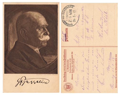 Graf von Zeppelin railway postmark Bromberg Schonsee train 408 May 26, 1917