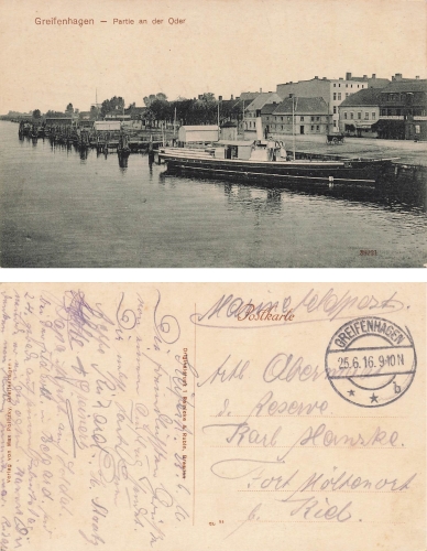Greifenhagen Partie an der Oder Pommern Gryfino o 25.6.1916