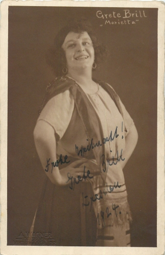 Grete Brill as "Marietta" in Dresden autograph 1924