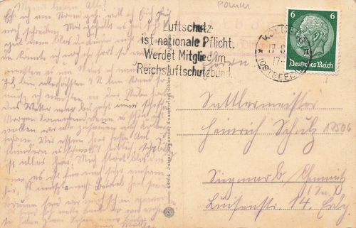 Gribow Strandleben Pommern Grzybowo Landpoststempel o 1934