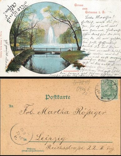 Grimma Sachsen Schwanenteich Verlag Franz koch o 18.3.1901