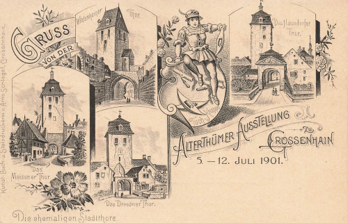 01558 Großenhain Alterthümer Ausstellung 1901 Privatganzsache 5 Pfennig Germania Reichspost
