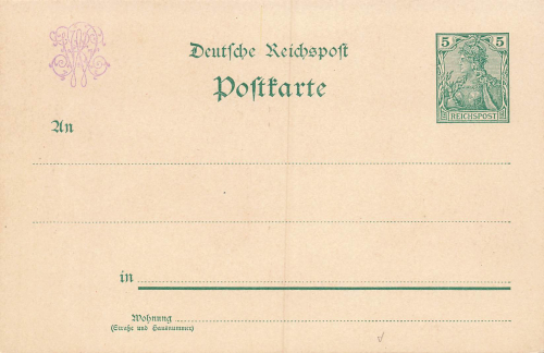 01558 Großenhain Alterthümer Ausstellung 1901 Privatganzsache 5 Pfennig Germania Reichspost