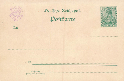 01558 Großenhain Alterthümer Ausstellung 1901 Privatganzsache 5 Pfennig Germania Reichspost