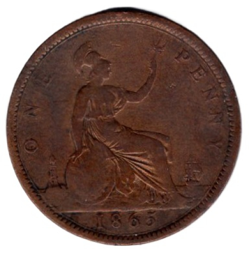Großbritannien 1 Penny 1865 Victoria UK