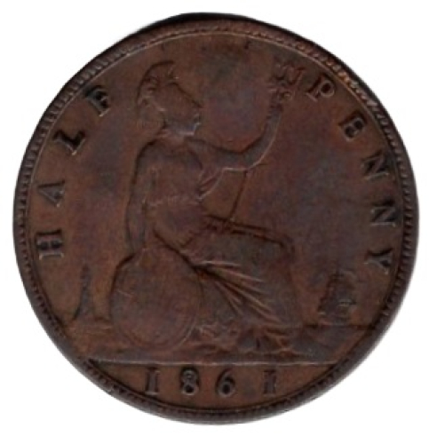 Großbritannien Half Penny 1861 Victoria UK 1/2 Penny