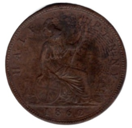 Großbritannien Half Penny 1862 Victoria UK 1/2 Penny
