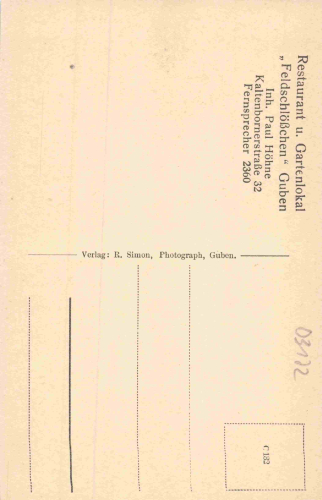 03172 Guben Niederlausitz Restaurant Feldschlößschen Schießstände * um 1920