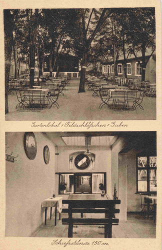 03172 Guben Niederlausitz Restaurant Feldschlößschen Schießstände * um 1920